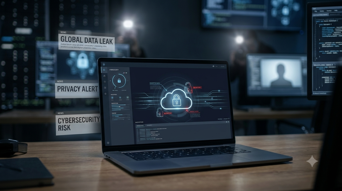 The Fappening Blog represented by a digital privacy and cybersecurity concept