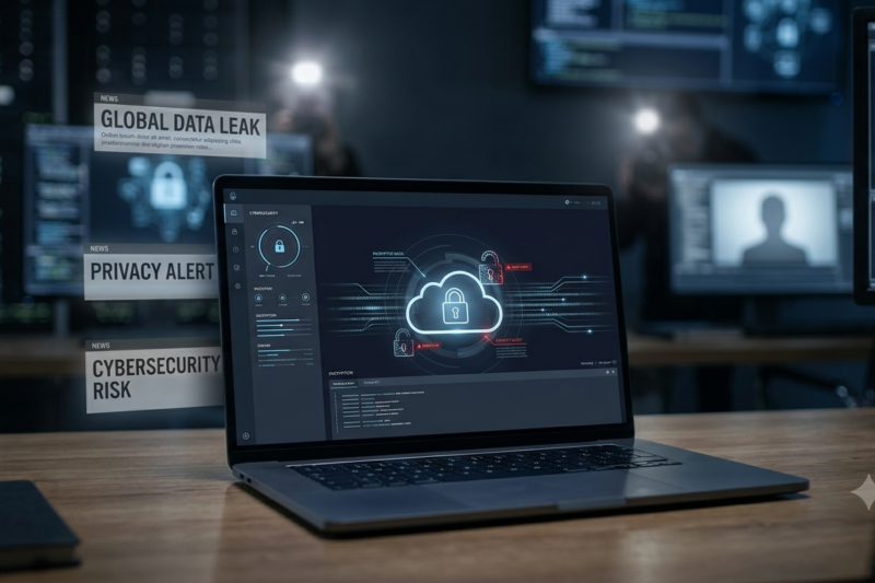 The Fappening Blog represented by a digital privacy and cybersecurity concept