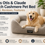 Otis & Claude Hi-Tech Cashmere Pet Bed with a comfortable dog resting on its plush surface