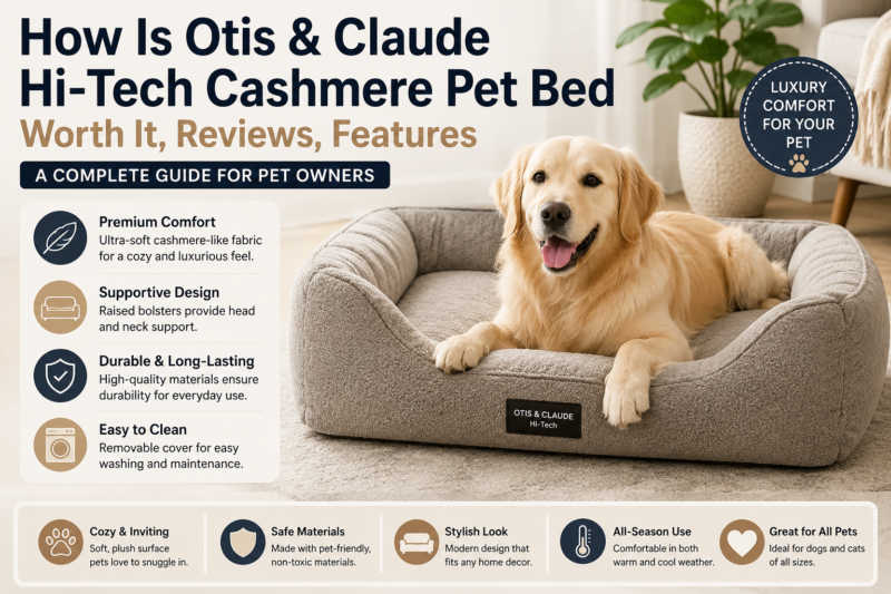 Otis & Claude Hi-Tech Cashmere Pet Bed with a comfortable dog resting on its plush surface